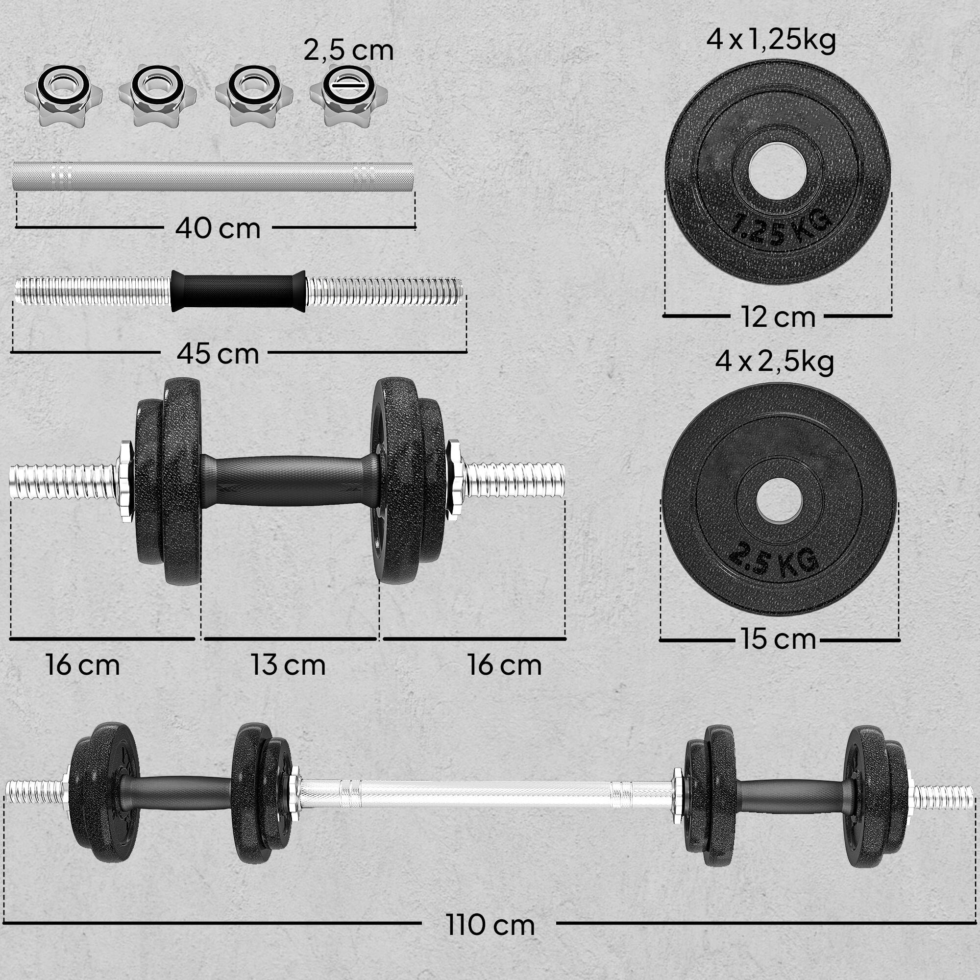 Juego de Mancuernas SPORTNOW 110x15x15 cm Gris 3/5