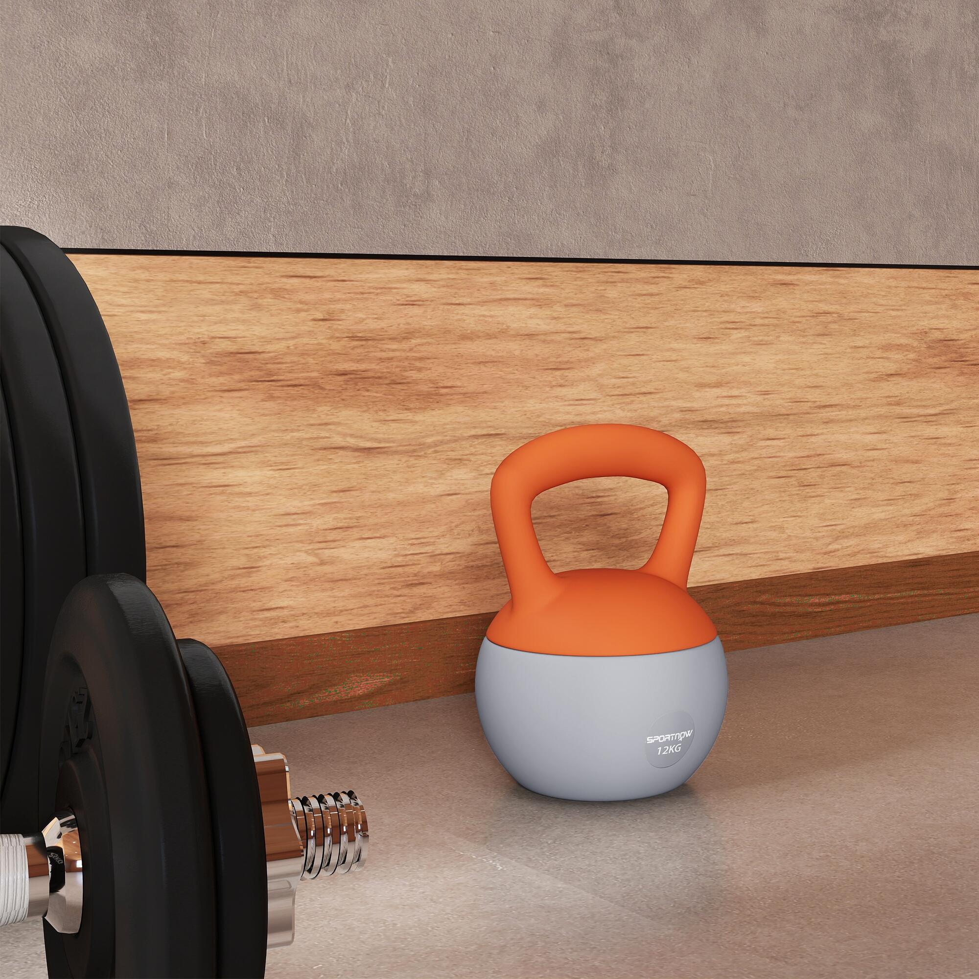 Kettlebell 12 kg ø21x30 cm laranja e cinza SPORTNOW 5/5