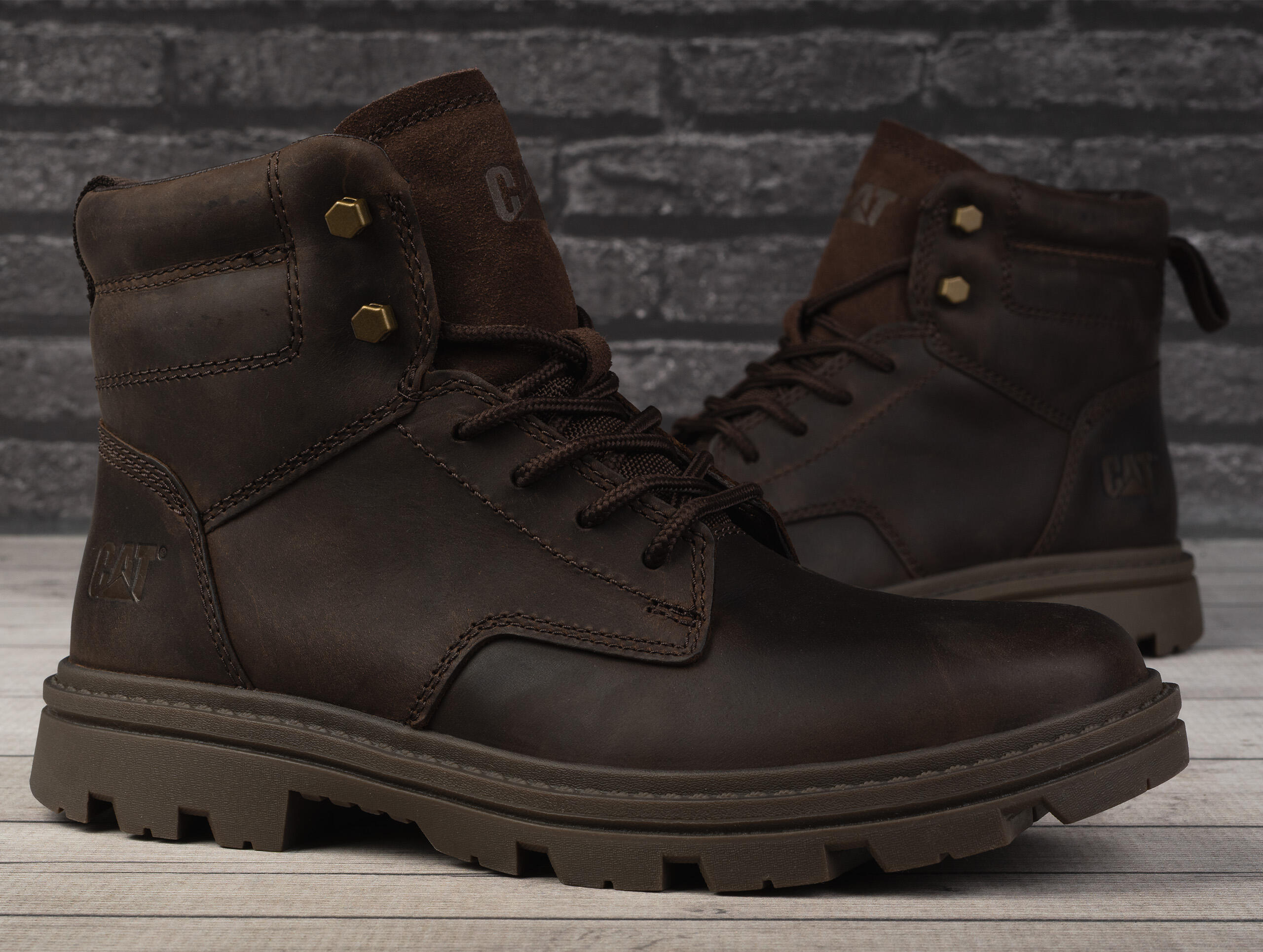 BUTY męskie CAT P725843 PRACTITIONER MID skórzane wysokie brązowe 46 2/7