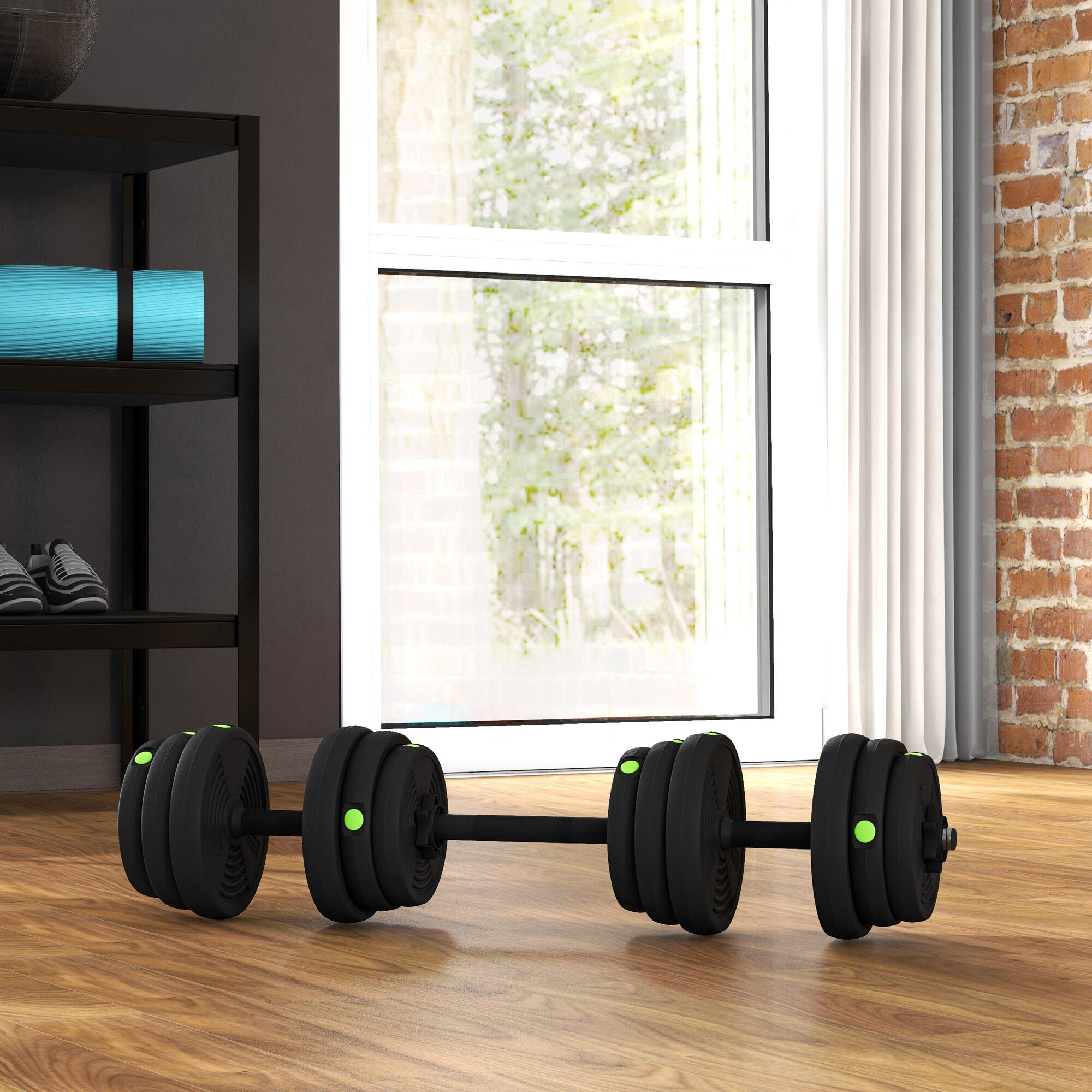 Conjunto de halteres 105x20x20 cm preto e verde SPORTNOW 2/5
