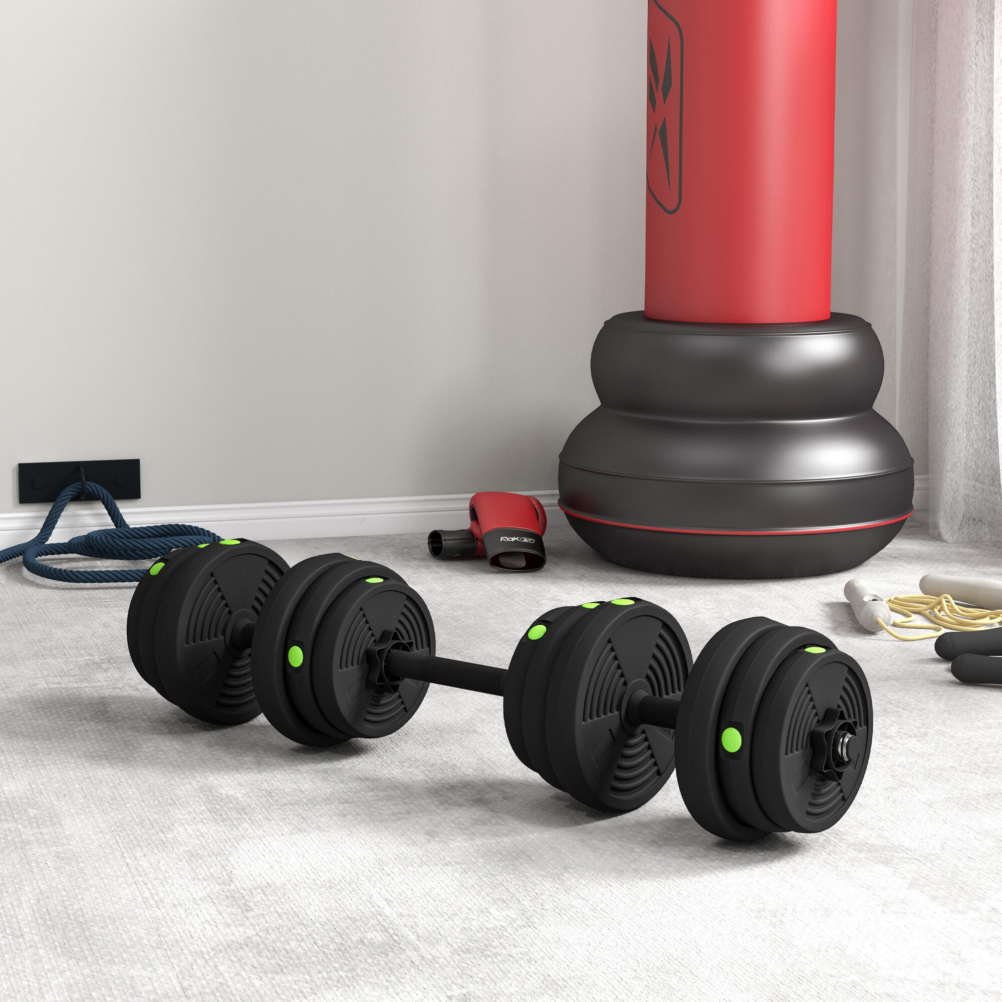 Conjunto de halteres 105x20x20 cm preto e verde SPORTNOW 5/5