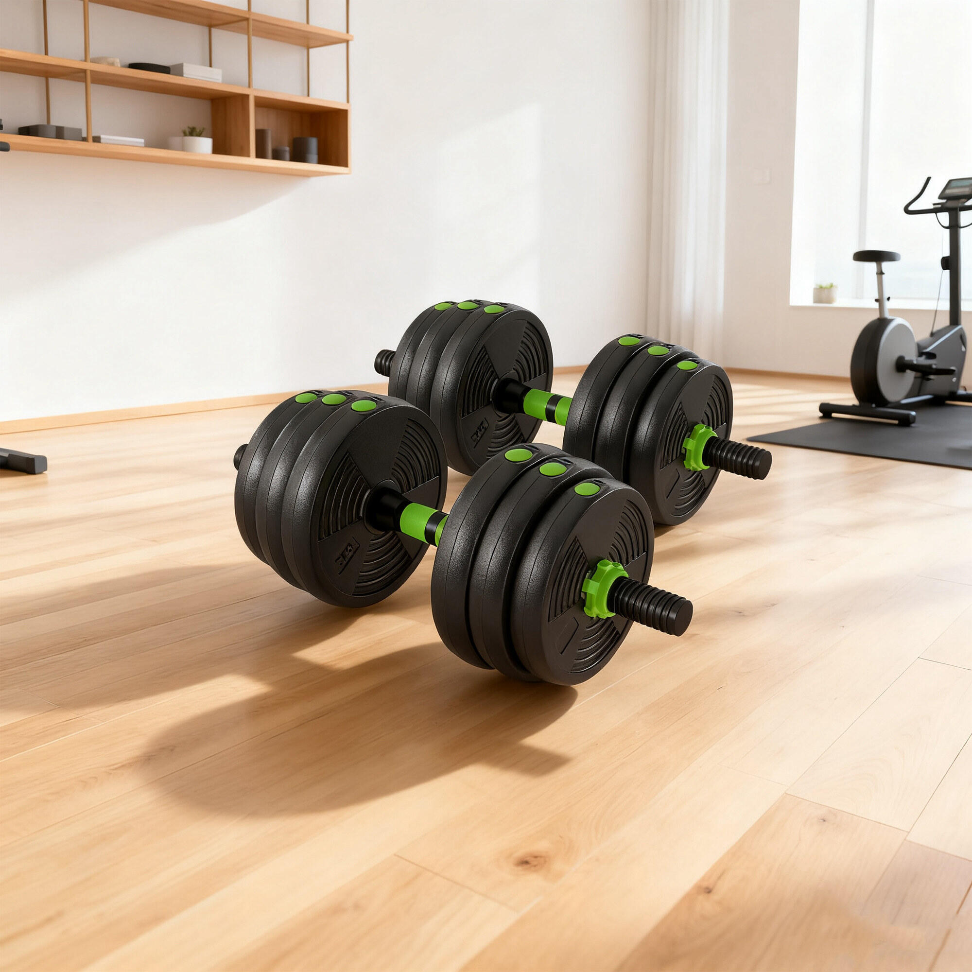 Conjunto de halteres 20 kg 140x20x20 cm preto e verde SPORTNOW 2/5