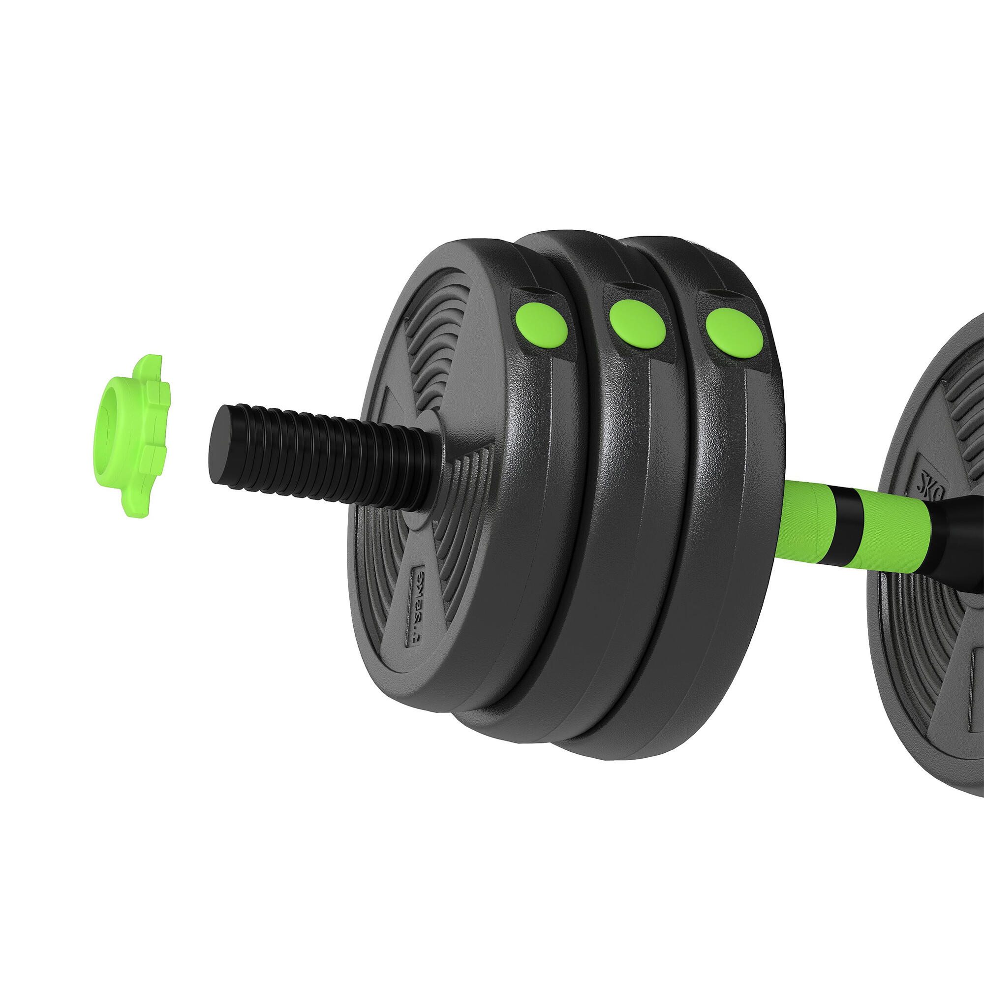 Conjunto de halteres 20 kg 140x20x20 cm preto e verde SPORTNOW 5/5