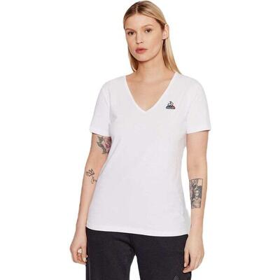 T-shirt le coq sportif ess tee ss col v n1, wit, dames