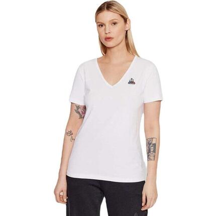 T-shirt Le Coq Sportif Ess Tee Ss Col V N1, Blanc, Femmes
