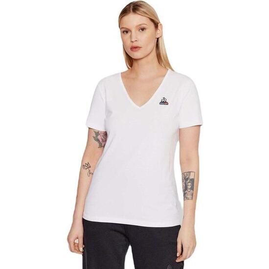 T-shirt Le Coq Sportif Ess Tee Ss Col V N1, Blanc, Femmes