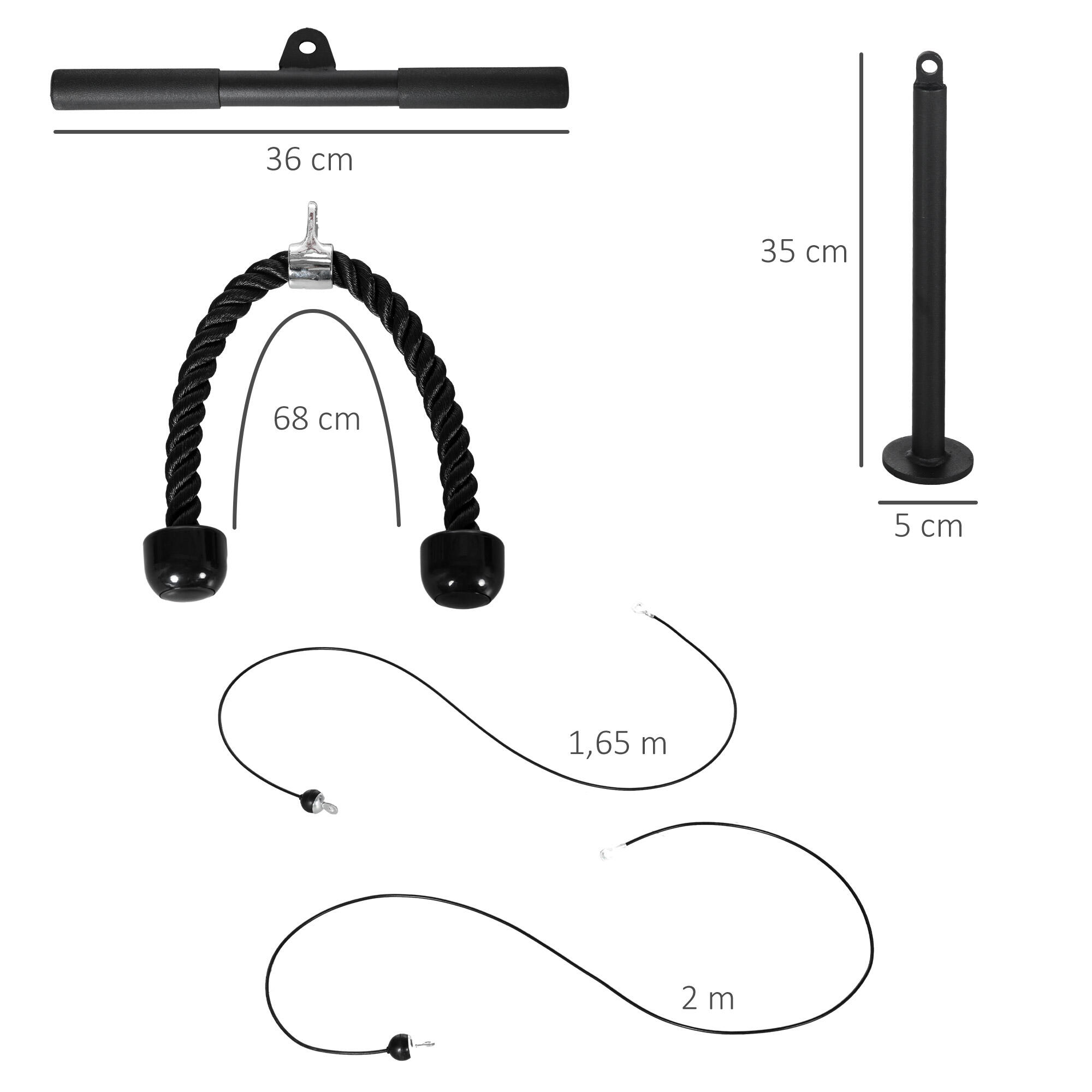 Sistema de Polia 36x2,5x2,5 cm Preto SPORTNOW 3/5