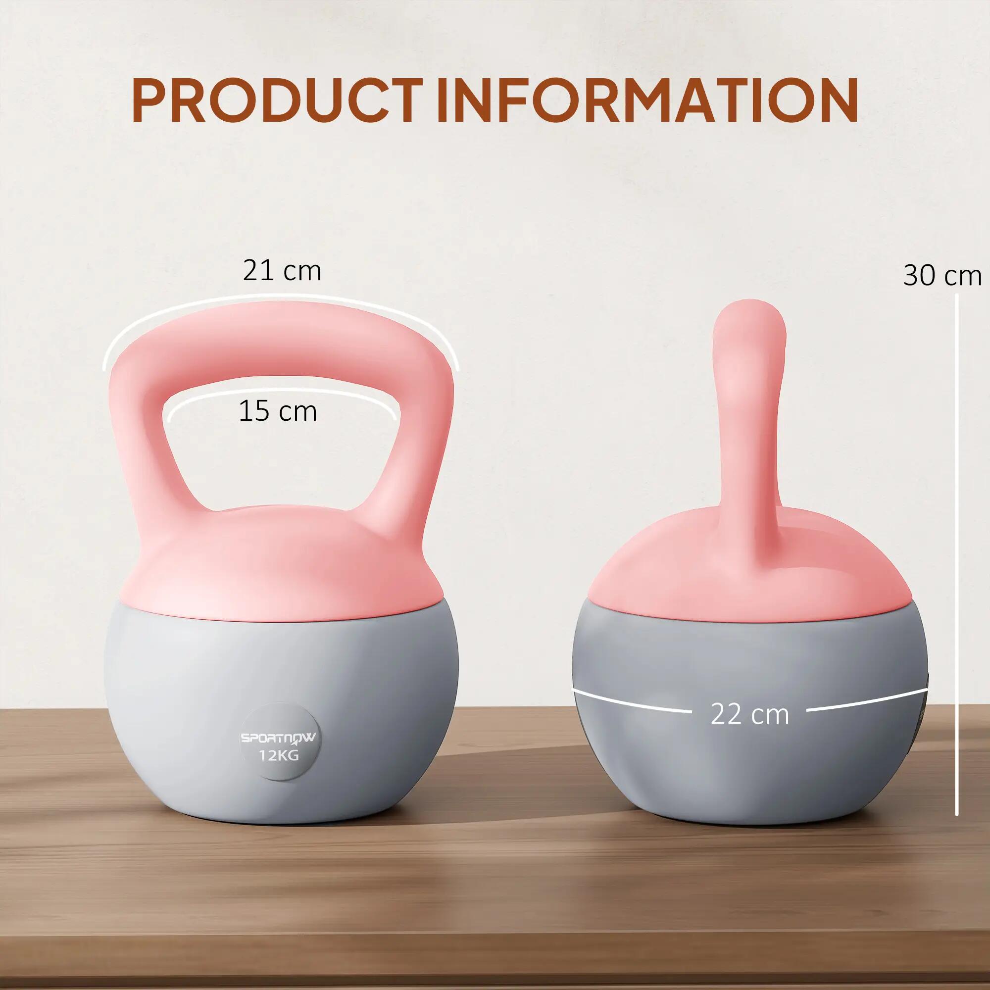Kettlebell 12 kg rempli de sable, poignée antidérapante en métal, pour l'entraîn 5/9