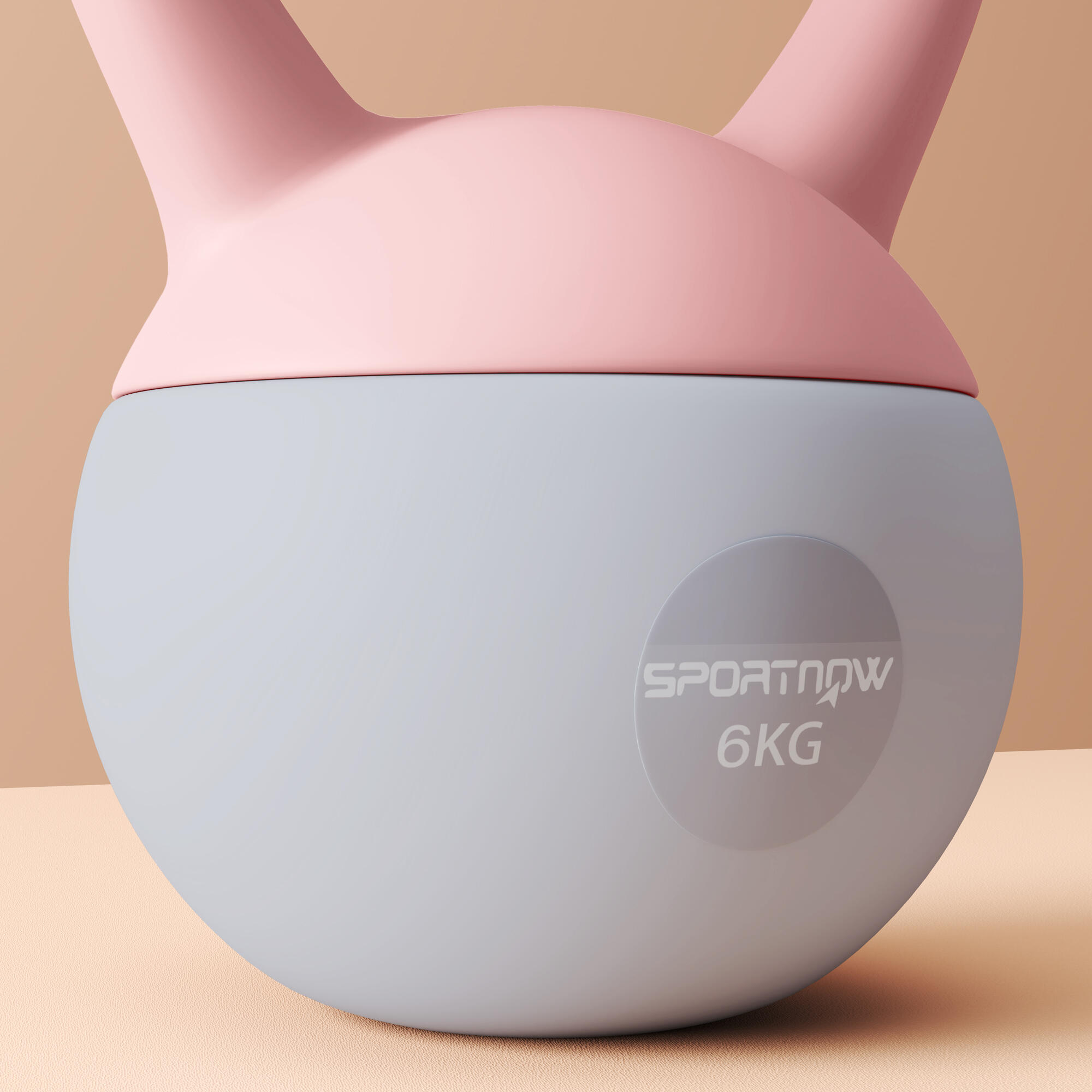Kettlebell SPORTNOW 19x19x28 cm Rosa y Gris 4/5