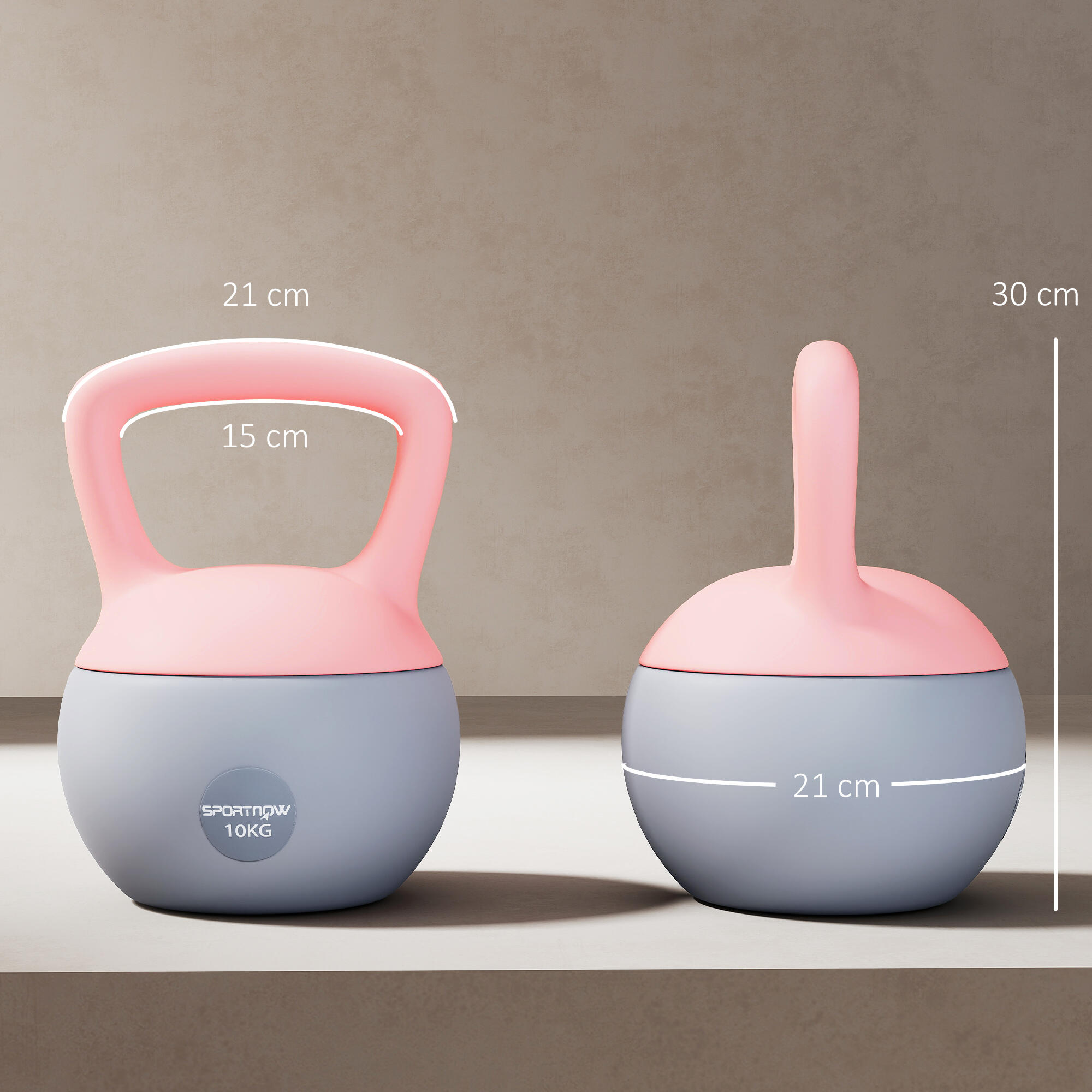 Kettlebell SPORTNOW 21x21x30 cm Rosa y Gris 3/5
