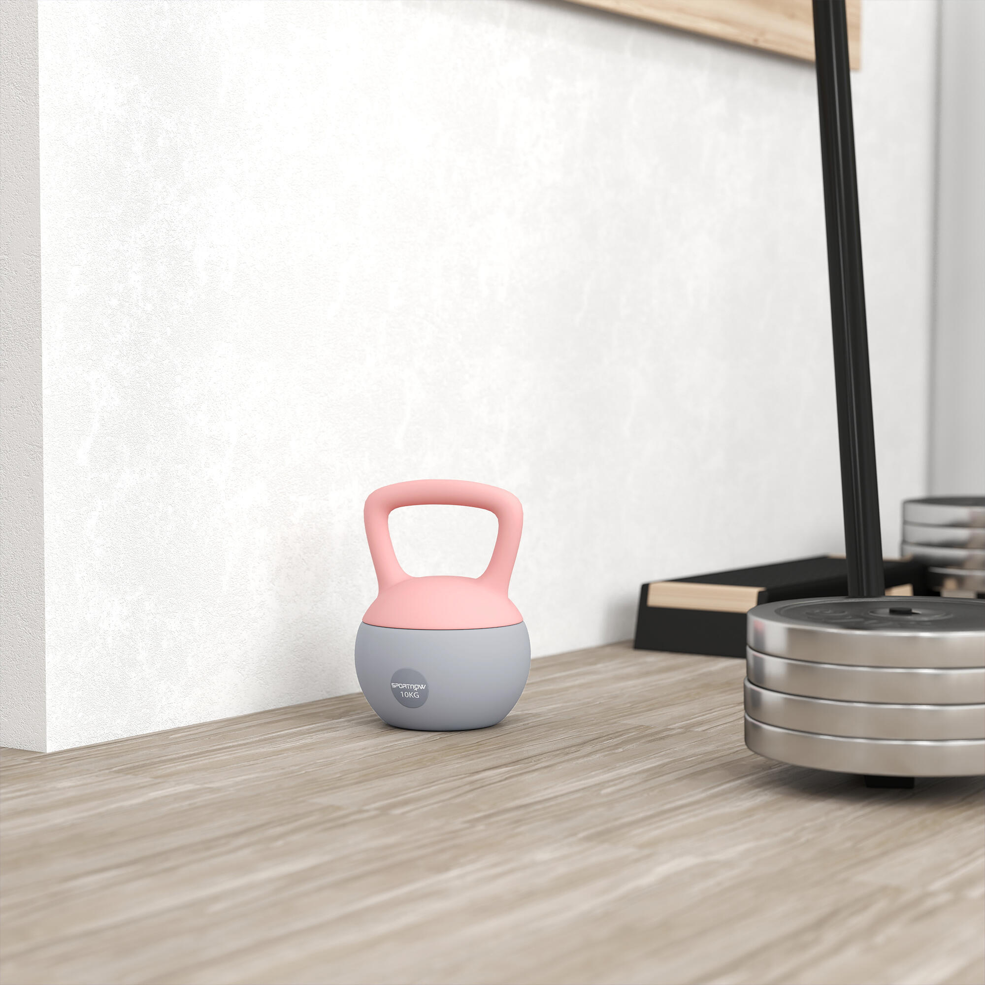 Kettlebell SPORTNOW 21x21x30 cm Rosa y Gris 4/5