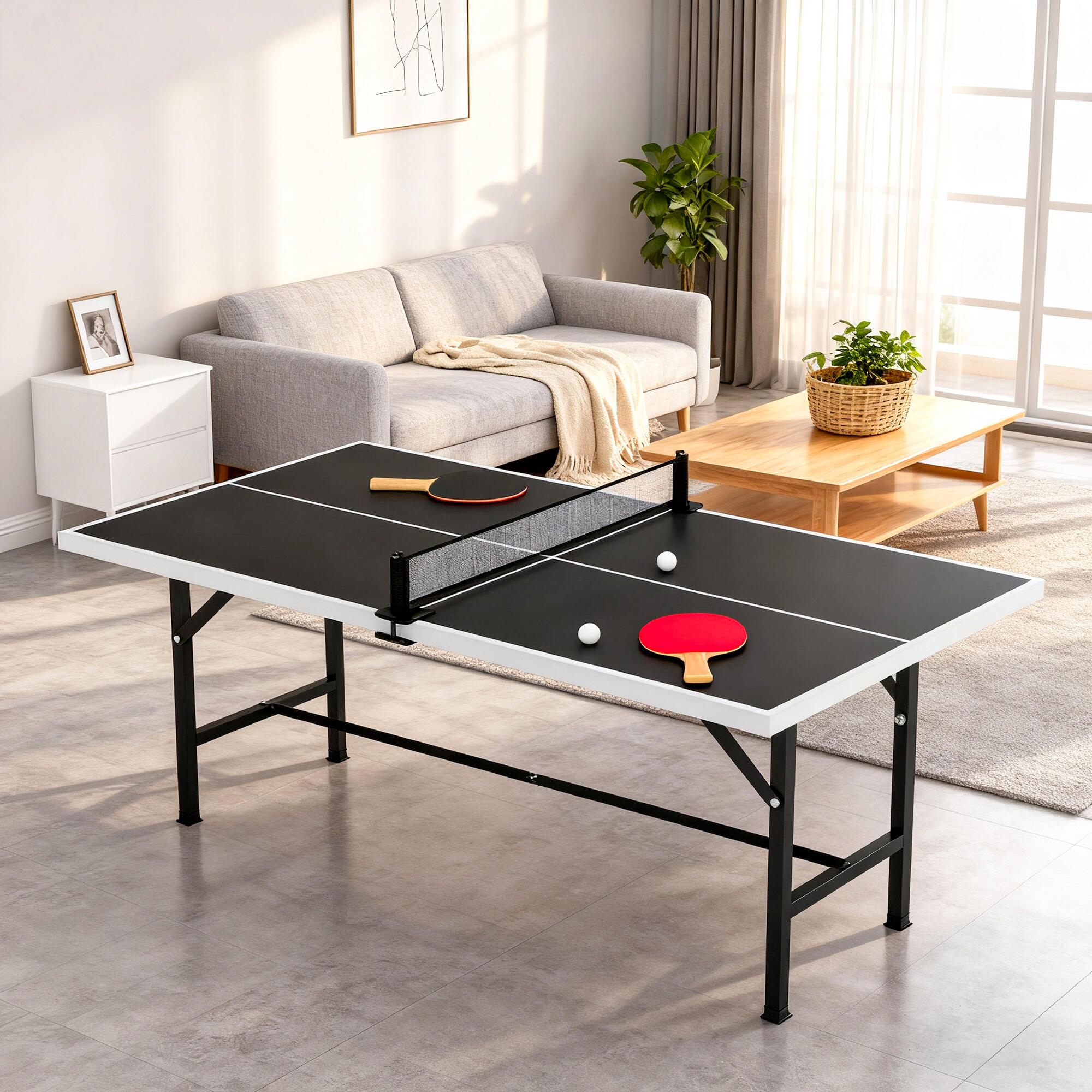 Mini Mesa Ping Pong 152x76x70 cm Preto SPORTNOW 5/5