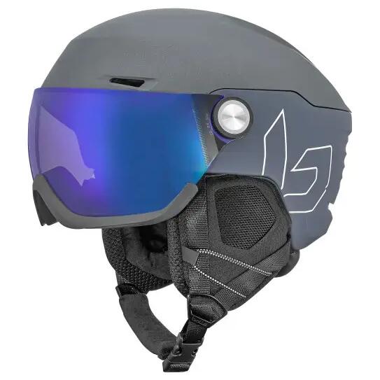 V-RYFT PURE Unisex Visor Ski Helmet - Matte Grey/Photochromic Blue