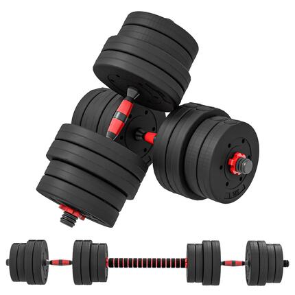 Ensemble d'haltères 2 en 1 : barre courte réglable de 30 kg et haltères professi