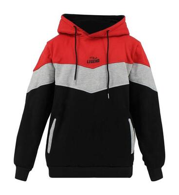 Hoodie legend tricolore dames/heren rood fleece fitness en hardlopen