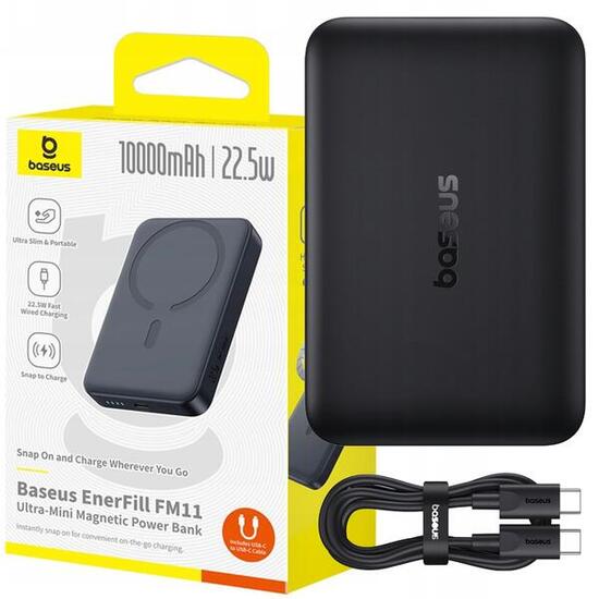 POWER BANK BASEUS 10000 mAh 22,5W INDUCTIEF MAGSAFE SNEL PD QC + KABEL