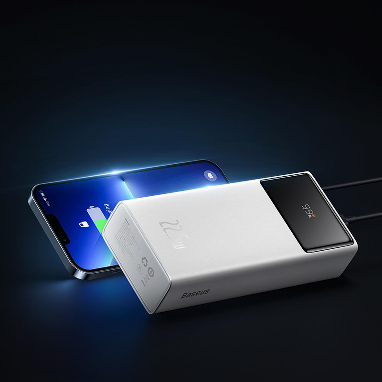 BASEUS POWERBANK 30000 MAH USB-C PD 22.5W MET KABEL 3/7