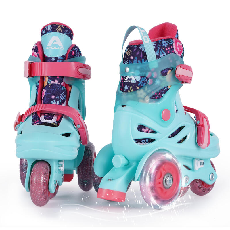 Patins à roulettes Fille, Roller Enfant avec 4 Roues Lumineuses, Taille Ajustable, sécurité 3 Points, Rollers Quad pour Filles, garçons et débutants (Pink, S: 31-34 EU