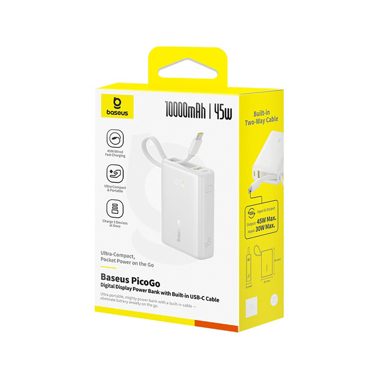 Caricabatterie Portatile Baseus PicoGo 10000mAh 45W USB-C USB-A Con Cavo 7/7