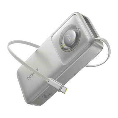 BASEUS Powerbank 20000mAh 65W USB-C Schnellladegerät mit aufrollbarem Kabel