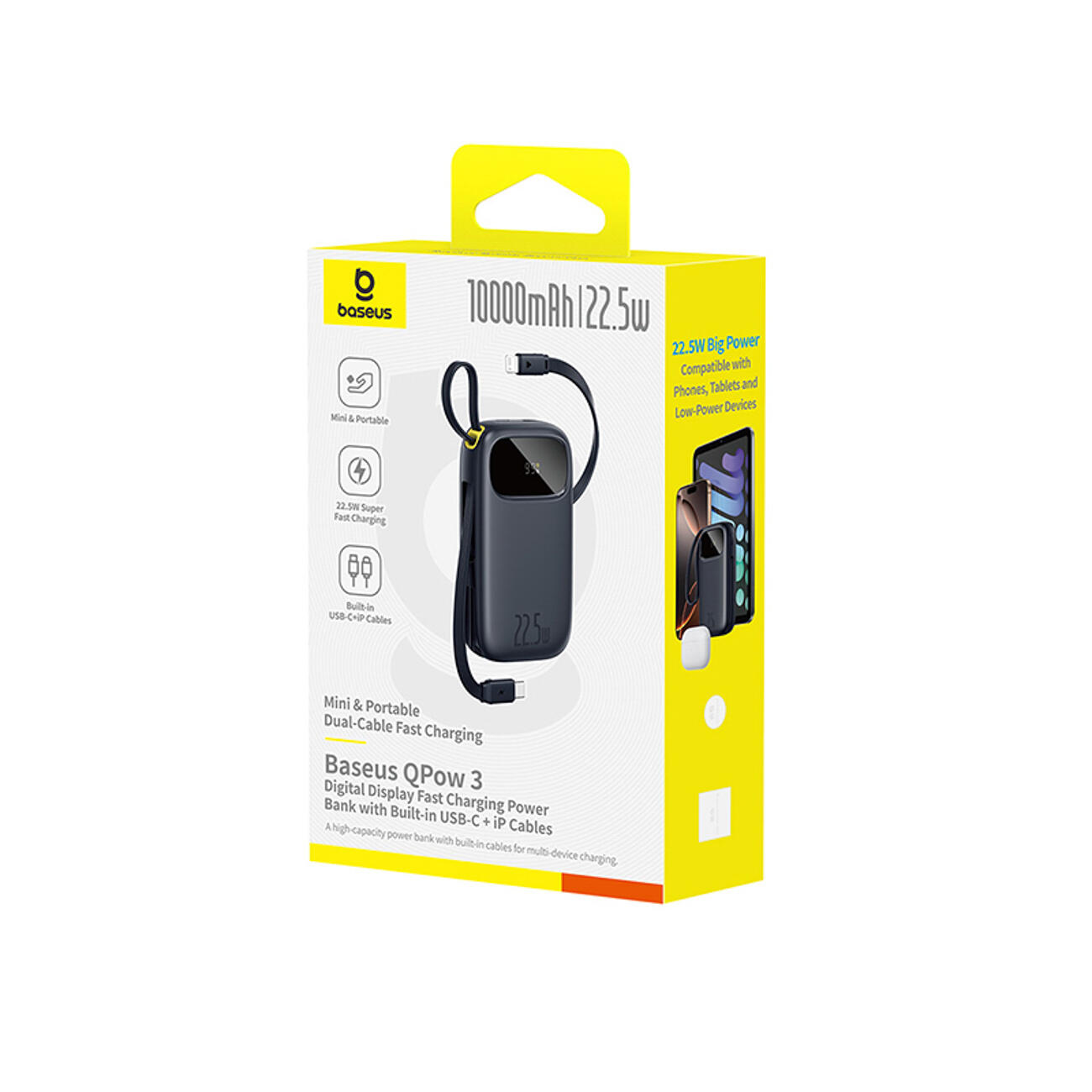 BASEUS Power Bank 10000 mAh 22.5W USB-C USB-A Lightning 6/7