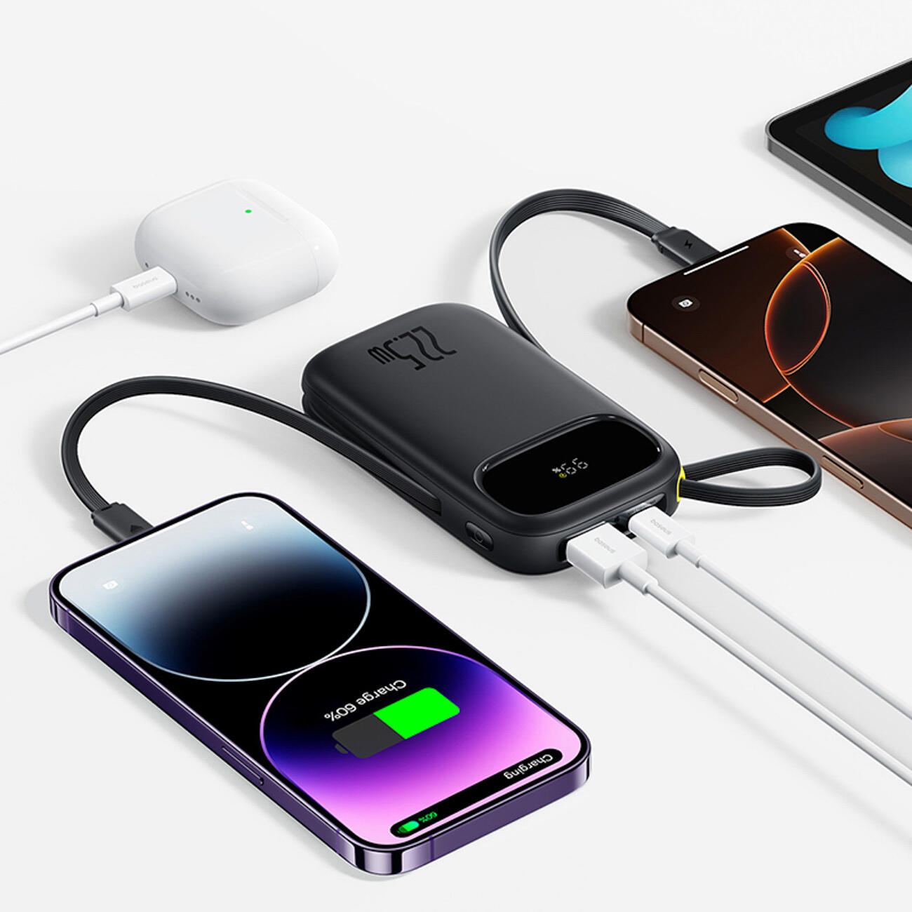 BASEUS Power Bank 10000 mAh 22.5W USB-C USB-A Lightning 4/7