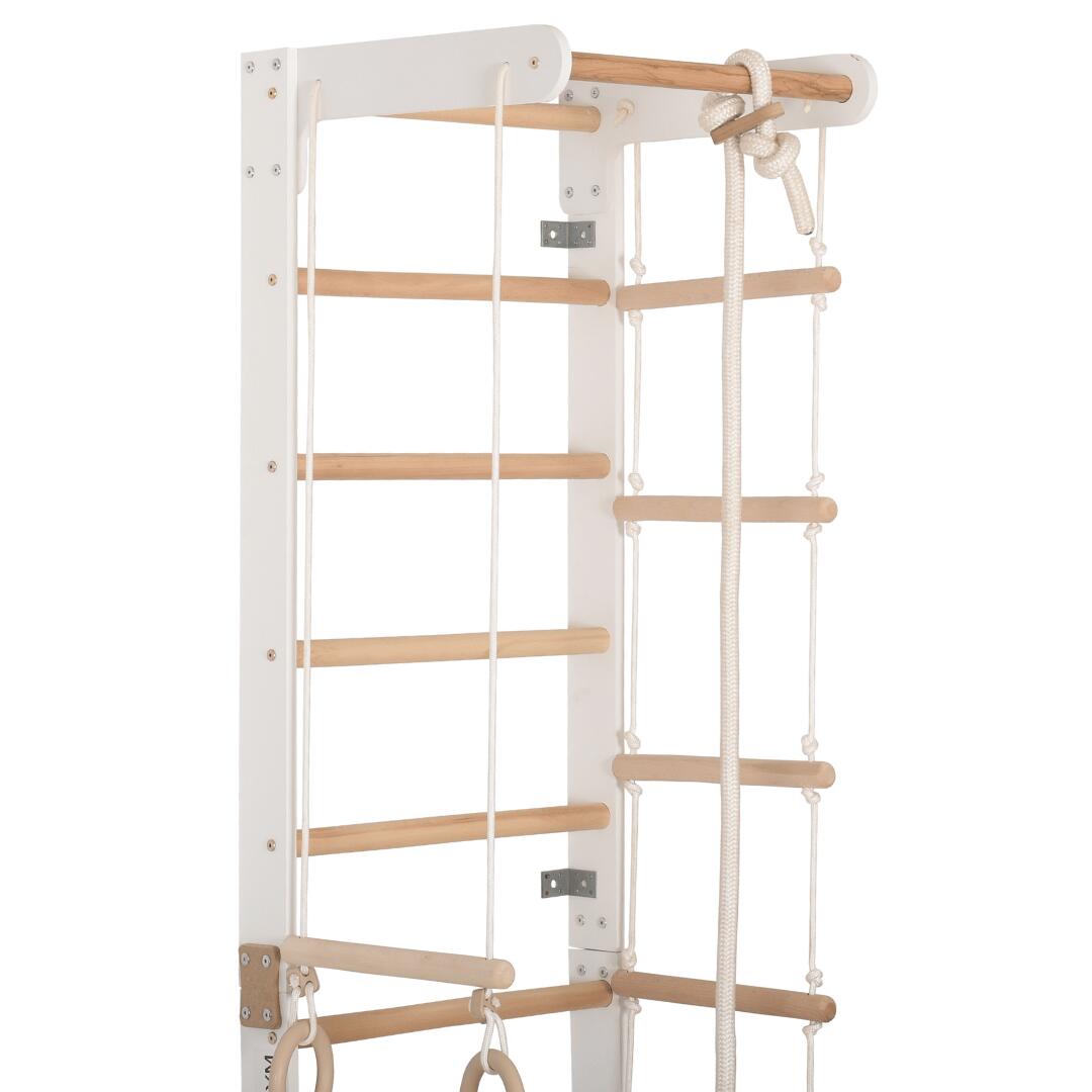 Gymnastisch wandrek met vaste stang en klimplank, wit (SPR B+slide) 4/6