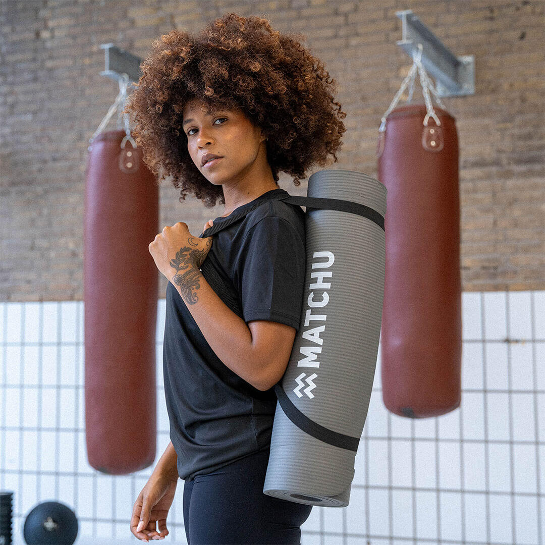 Esterilla de fitness - Esterilla deportiva - 180cm x 60cm x 9mm - Gris 3/8
