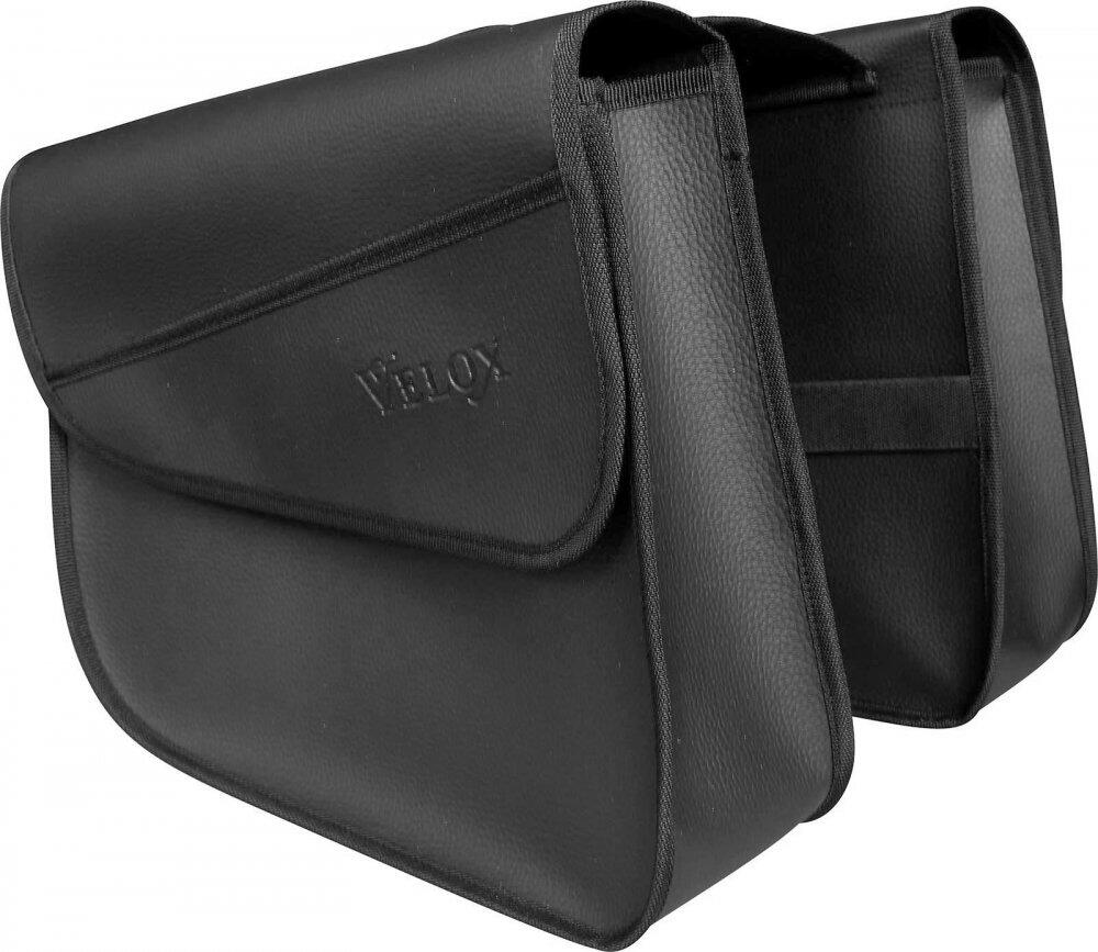Sacoche arrière vélo double simili cuir graine fixation porte bagage Velox 2/2