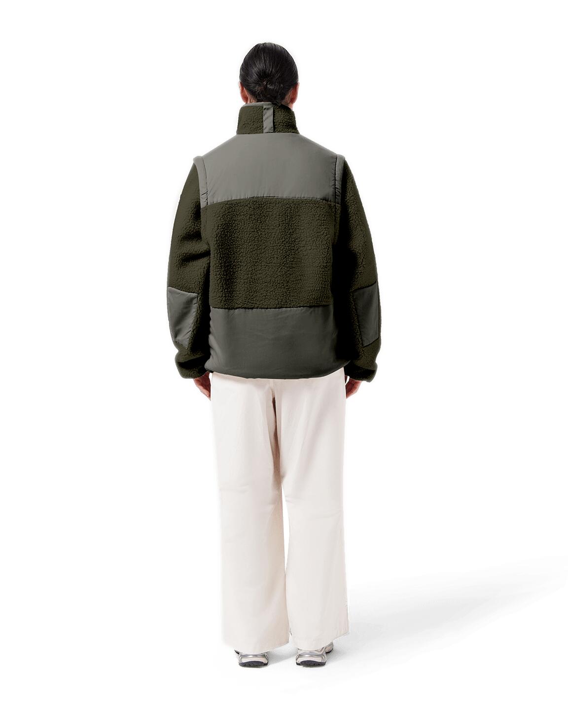 Teddy-Fleece Cardigan Damen – Vegan & Recycelt Dark Olive Green XL 3/7