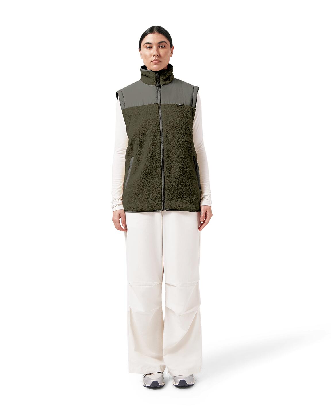 Teddy-Fleece Cardigan Damen – Vegan & Recycelt Dark Olive Green XL 2/7