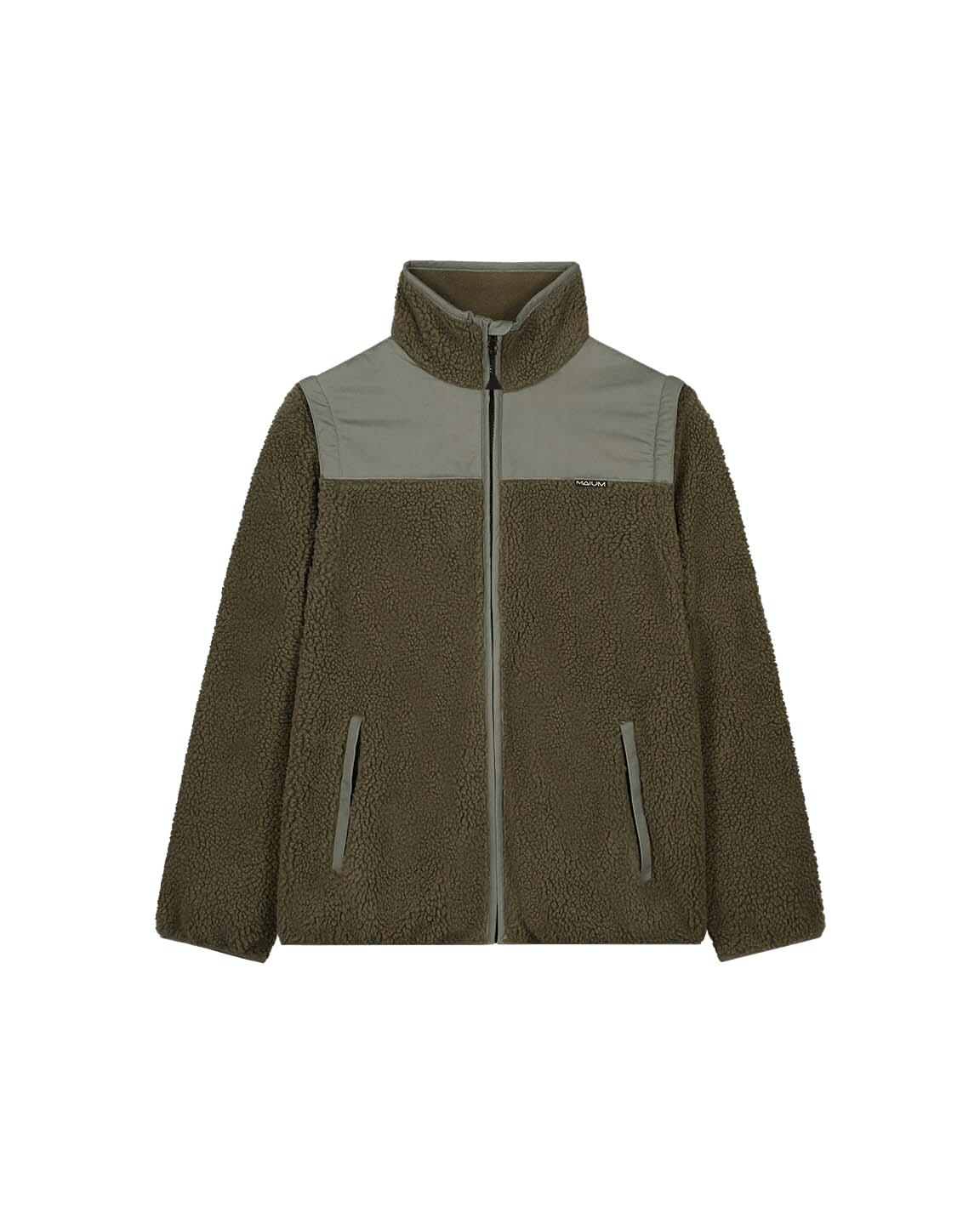 Teddy-Fleece Cardigan Damen – Vegan & Recycelt Dark Olive Green XL 5/7