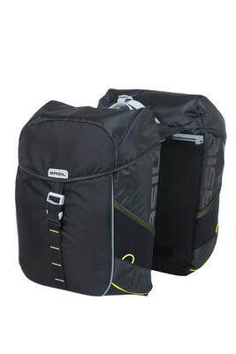 Fiets - dubbele tas “miles mik 2.0”, zwart/lime