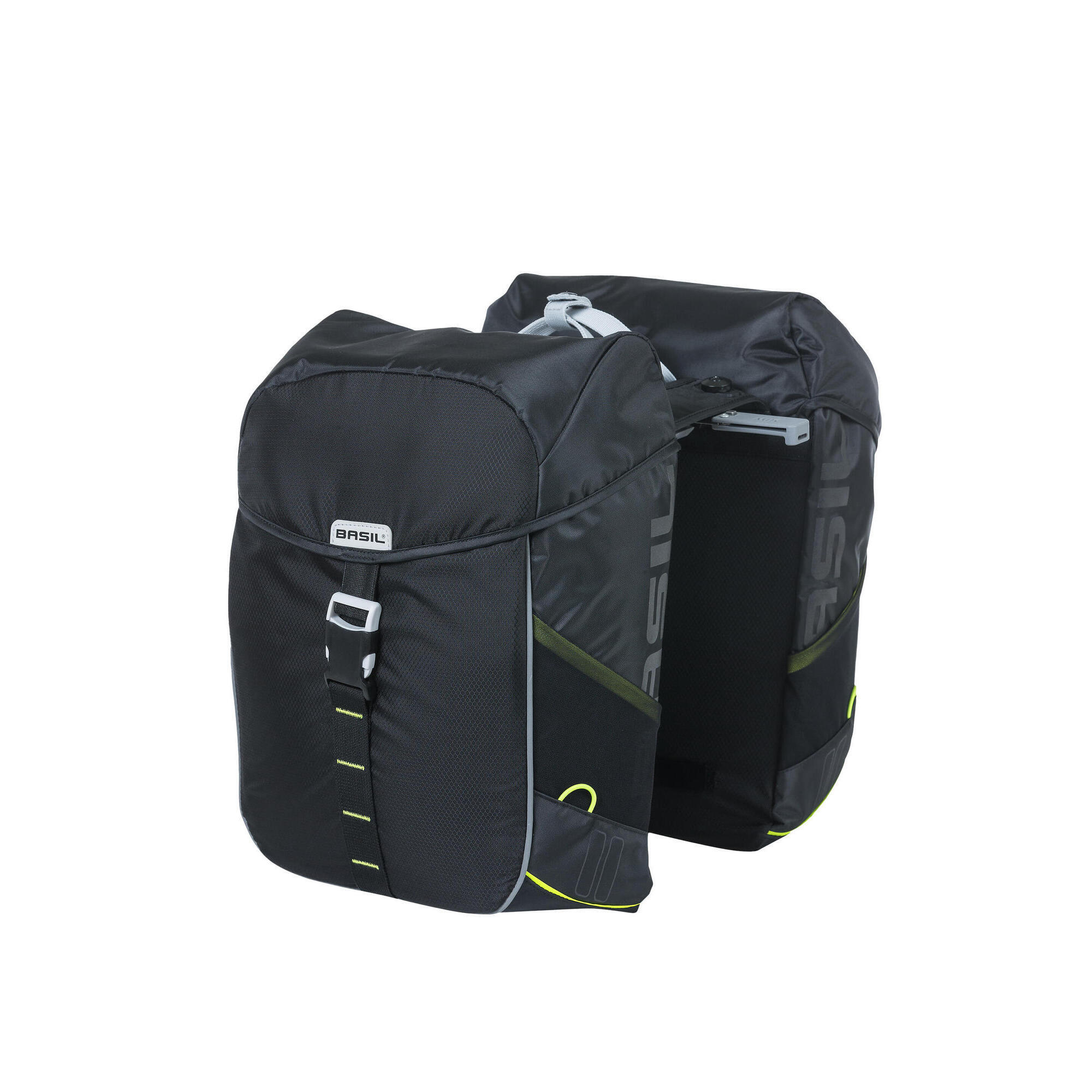 Basil - Sacoche Double Pour Vélo « Miles Mik 2.0 », Noir/citron Vert - Sacoche Vélo - Jaune|noir|vert - Decathlon
