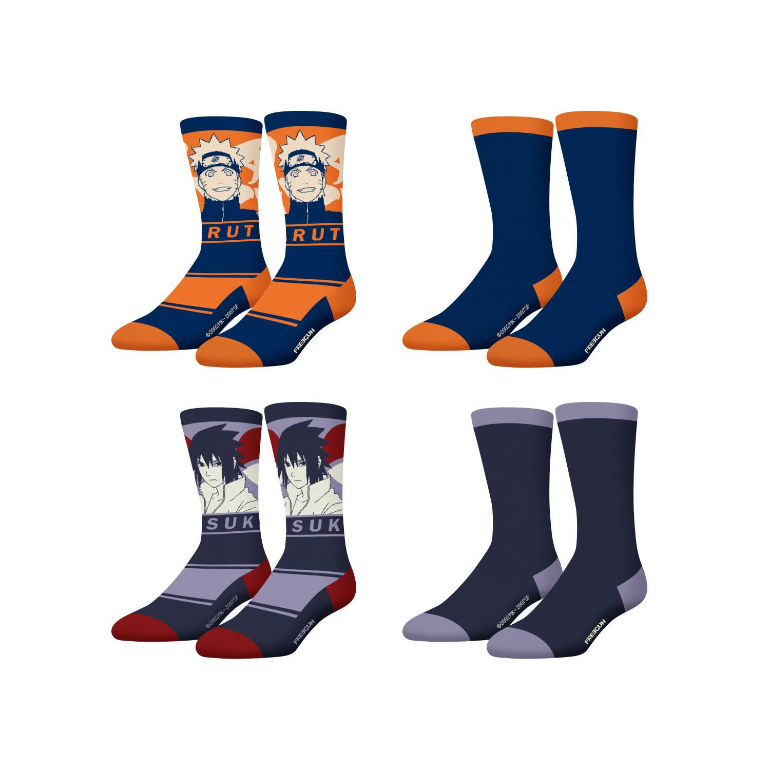 Freegun - Lot De 4 Paires De Chaussettes Enfant Naruto Shippuden - Chaussettes - Bleu - 31/34 - Decathlon