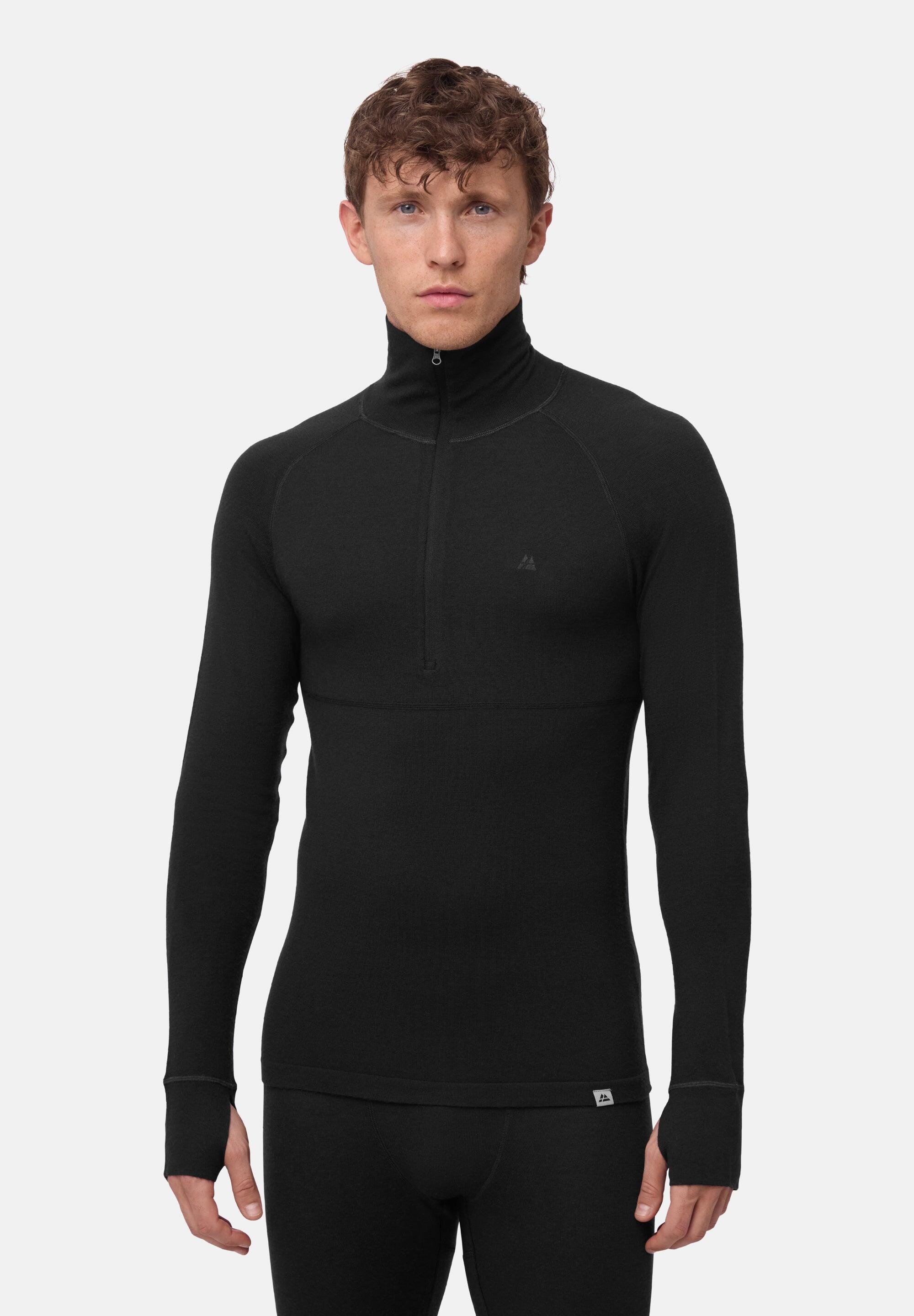 Haut Thermique Homme Mérinos Half Zip Couche de Base Chaude et Respirante 2/6