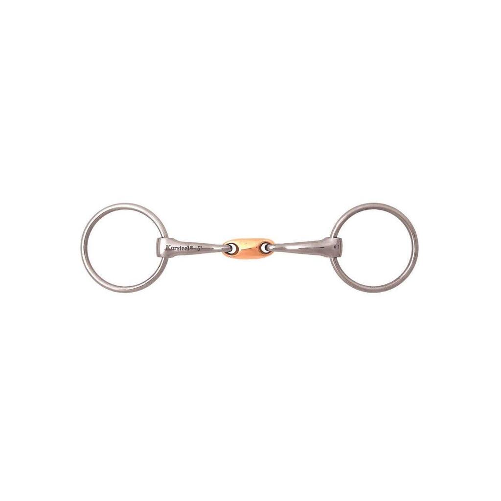 Stainless steel free ring snaffle bit with copper French links for horses Weathe