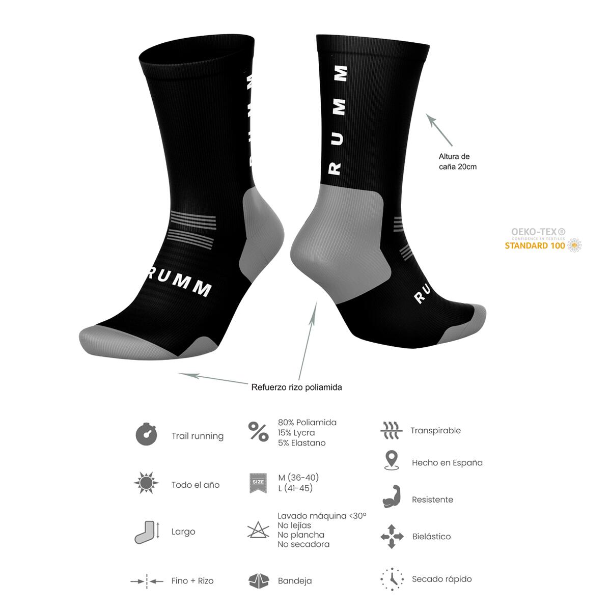 Chaussettes de Trail Running RUMM Sock Black Noires Respirantes 2/2