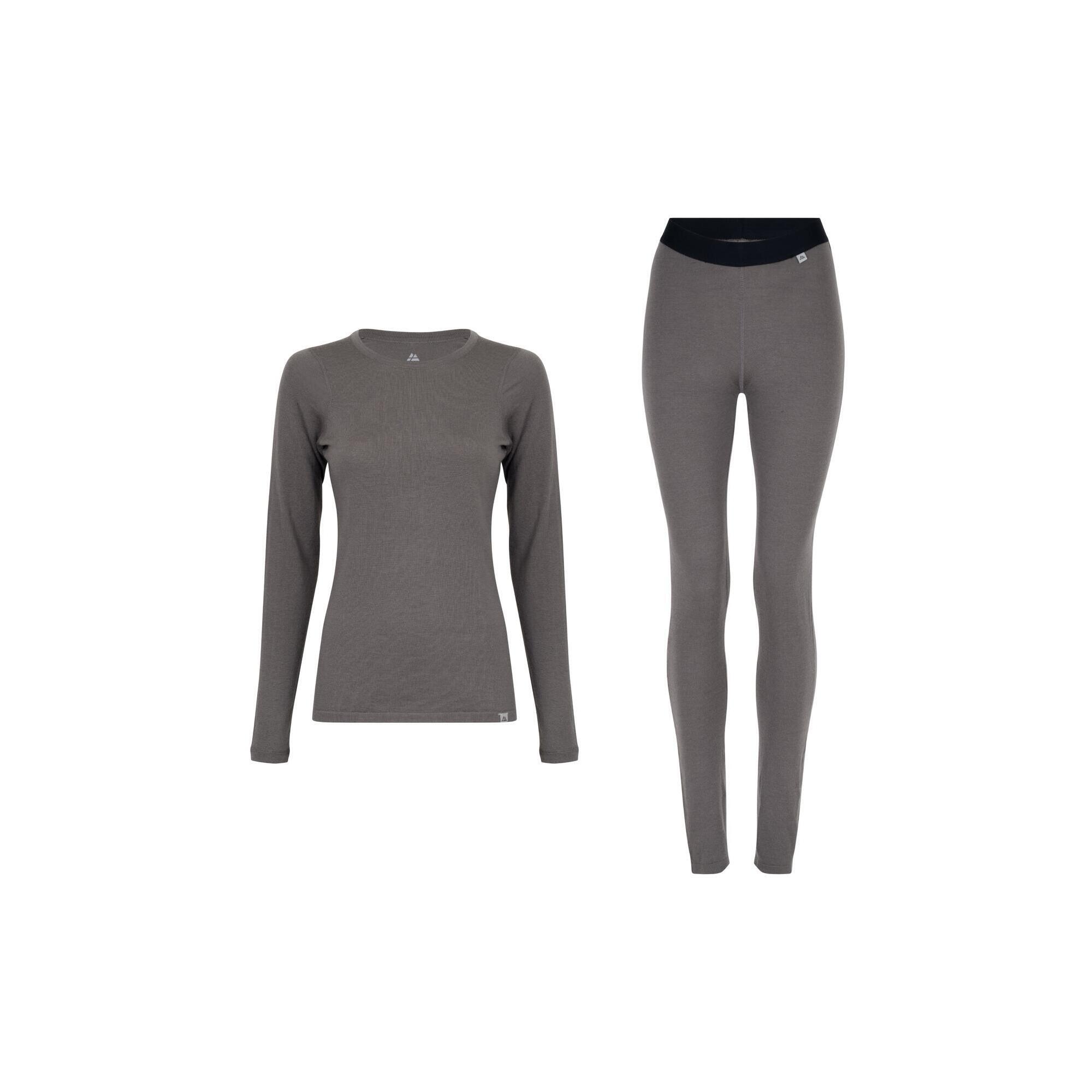 Danish Endurance - Ensemble Caleçon Et Haut Thermique Femme En Laine Mérinos Hiver Chaud - Chemise Manches Longues - Gris - 40 M - Decathlon