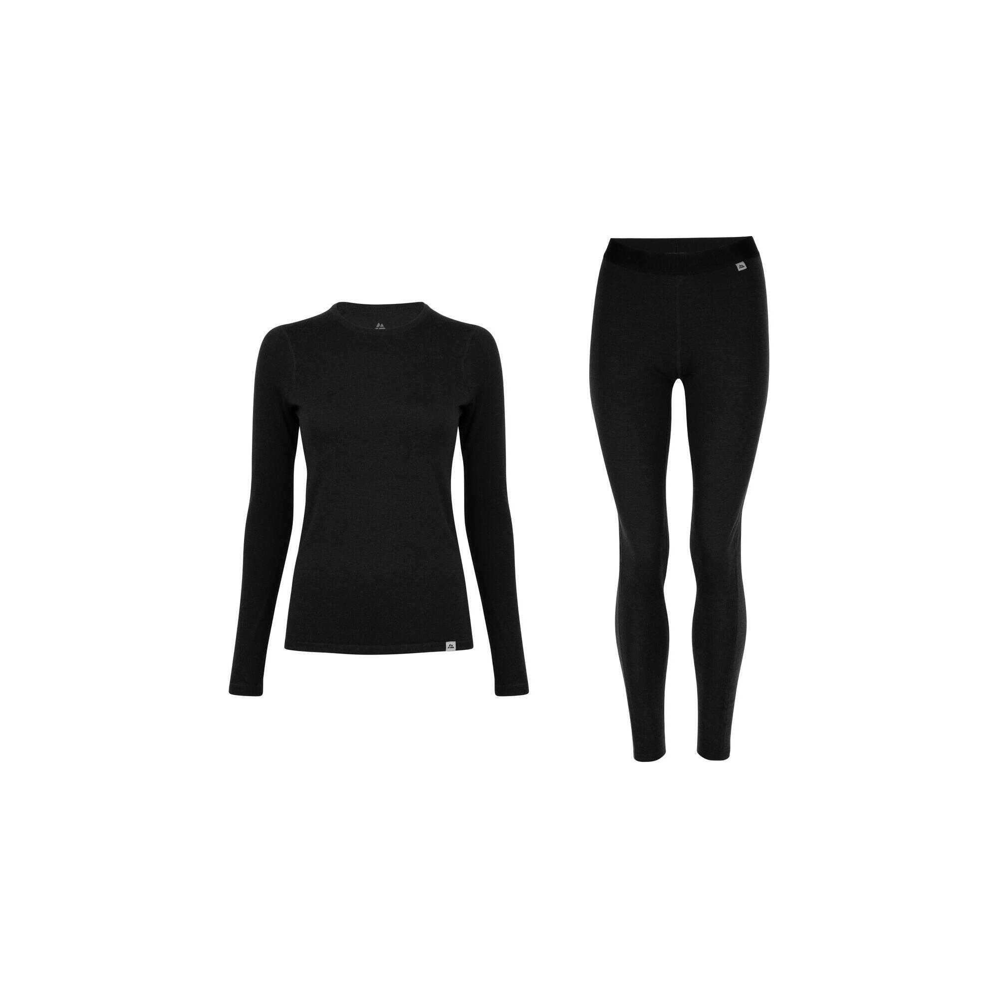 Danish Endurance - Ensemble Caleçon Et Haut Thermique Femme En Laine Mérinos Hiver Chaud - Chemise Manches Longues - Noir - 32 3xs - Decathlon