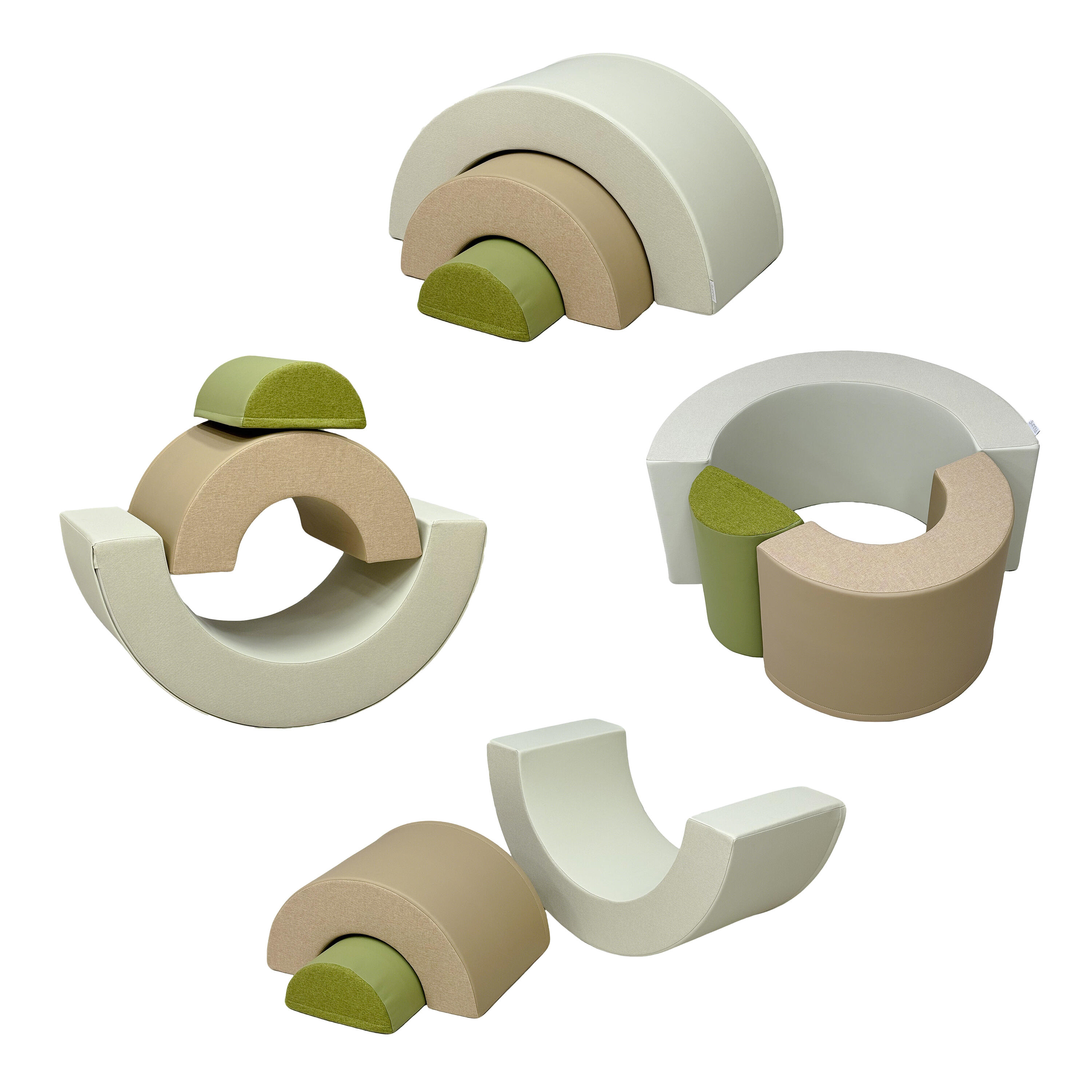 Sunny Dacy – Parcours Motricité Bébé 6 Coussins Mousse – Tons Naturels – Dès 12 Mois – Jeu D’éveil Et D’empilage