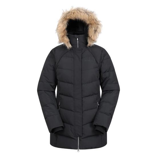 Doudoune de Randonnée Femme Déperlante Capuche Fourrure Légère, Isla II