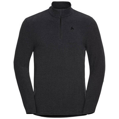 Odlo middenlaag loopshirt halve rits roy thermoshirt leisteengrijs - zwarte