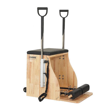 Chaise Pilates en bois noir avec ressorts réglables, stable et solide
