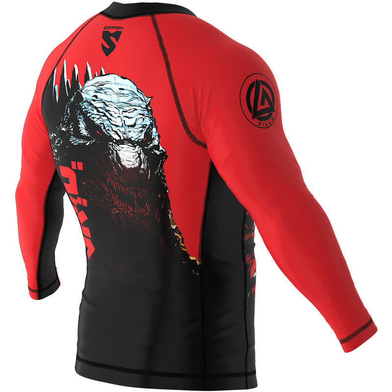 Rashguard arte marțiale mixte bărbați Mânecă Lungă Zilla Roșu Granat