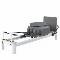 Machine Pilates Reformer Blanche Aluminium Légère Et Polyvalente