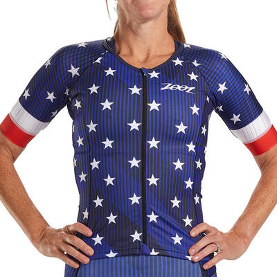 Kurzarm Trikot Damen LTD Tri Aero Trikot - Stars & Stripes ZOOT