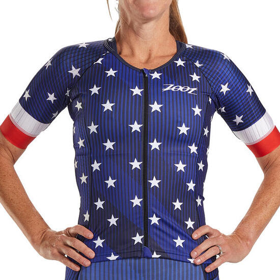 Kurzarm Trikot Damen LTD Tri Aero Trikot - Stars & Stripes ZOOT