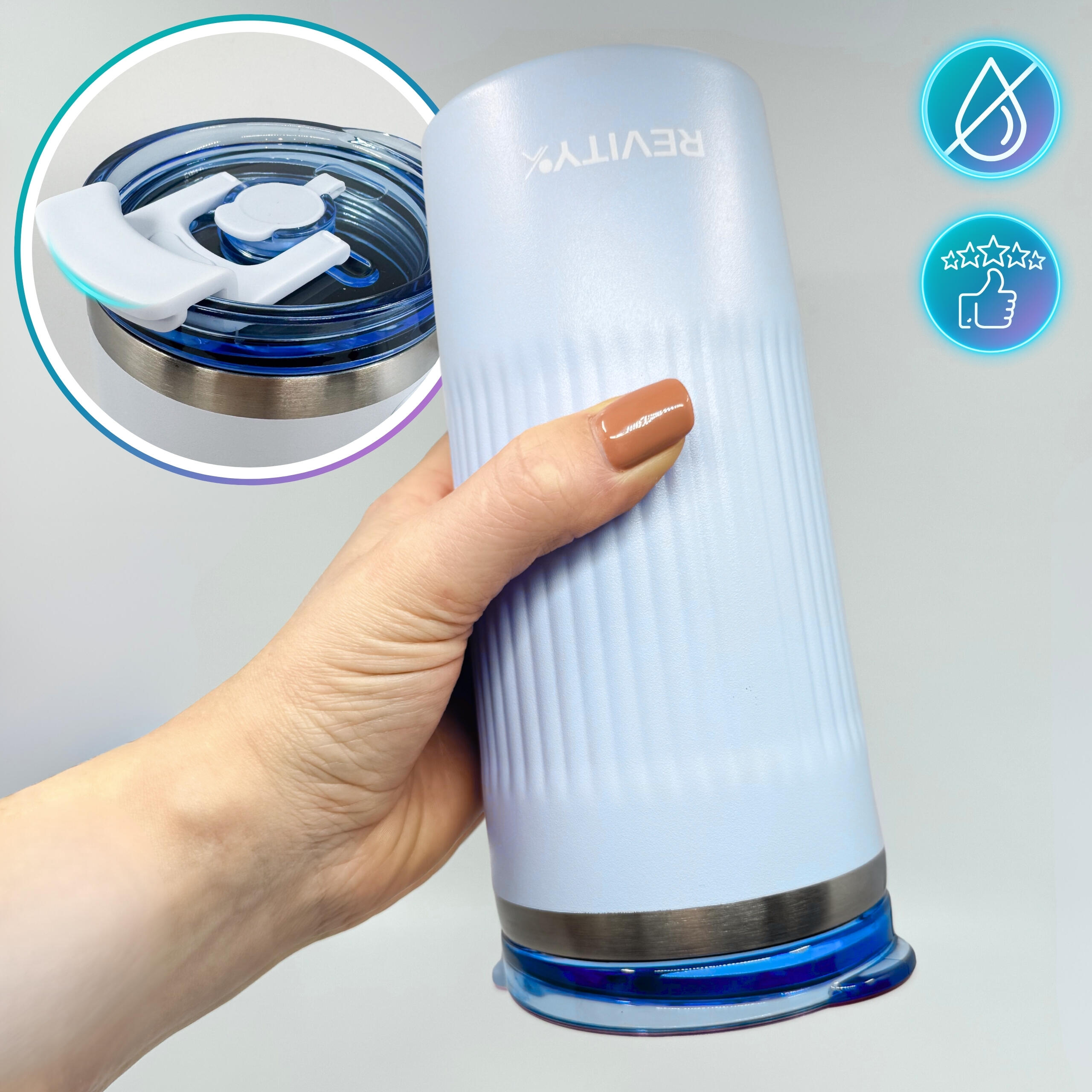 Thermosbeker - thermosfles met rietje RVS 600 ml + schoonmaakborsteltje 5/7