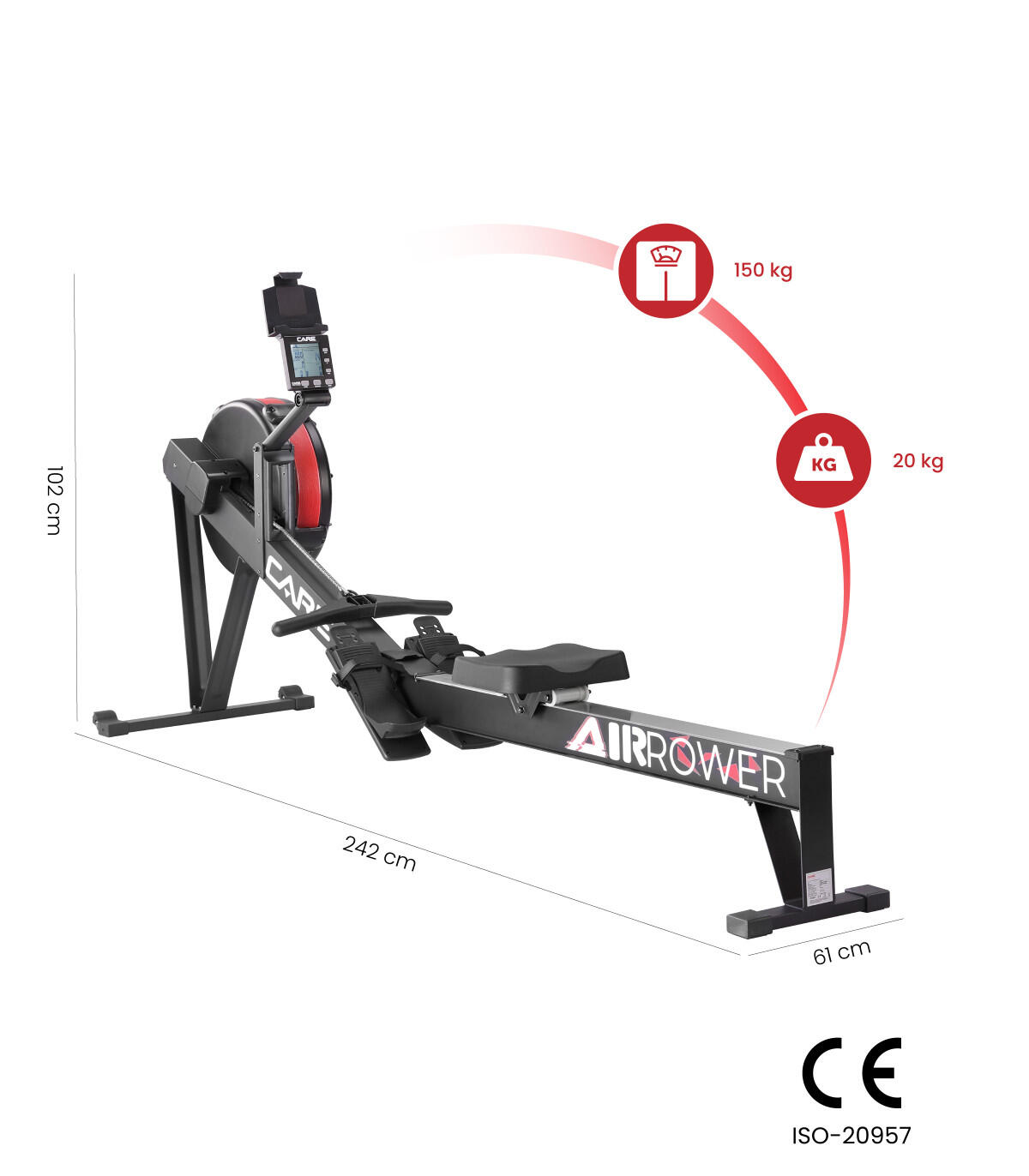 Roeitrainer - CARE - AIR ROWER connected 2/8